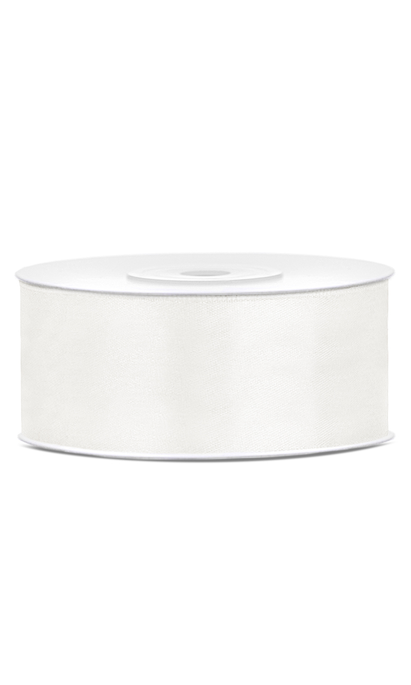 Satin Ribbon, Light Cream, 25mm (Sold Per Metre)