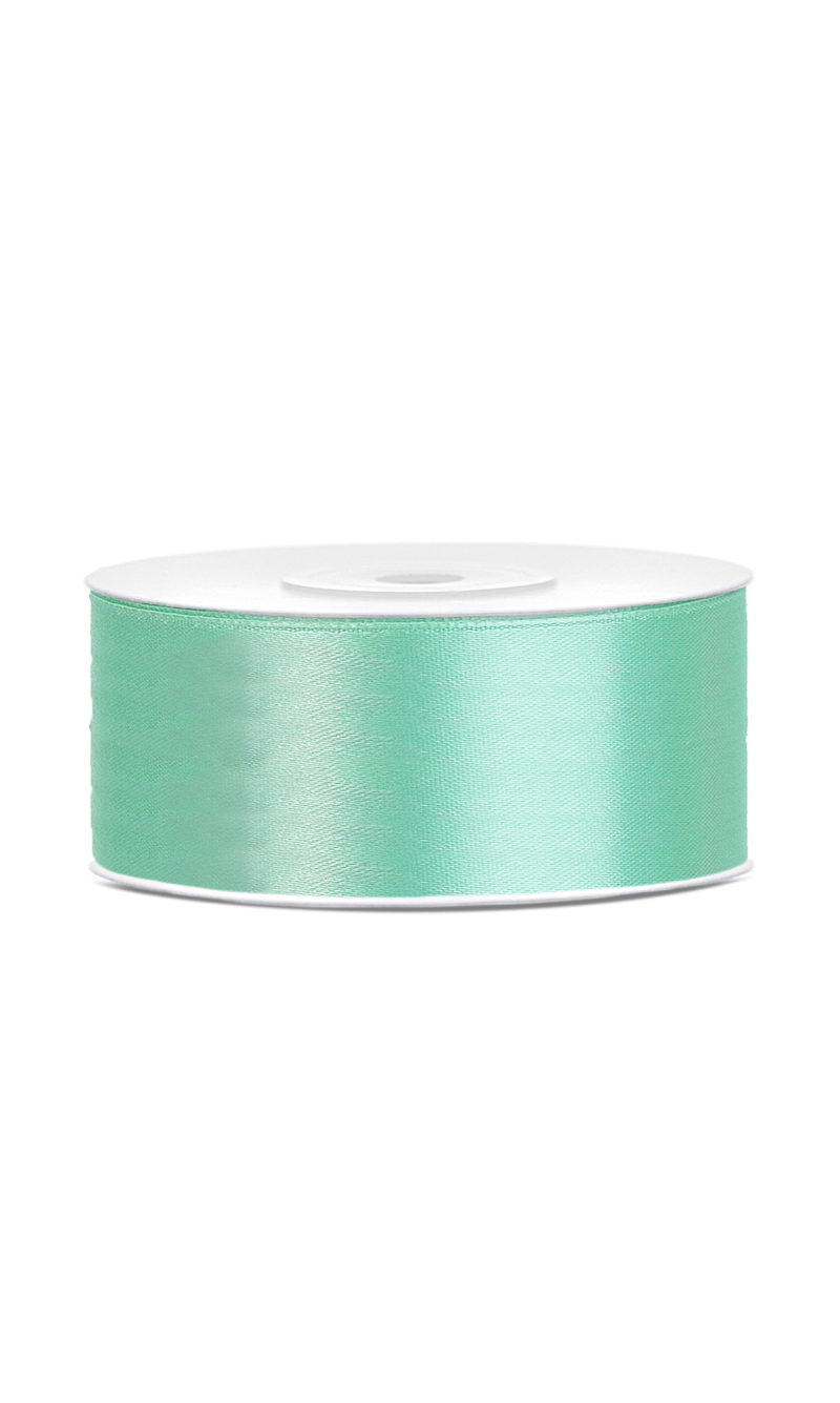 Satin Ribbon, Mint, 25mm (Sold Per Metre)