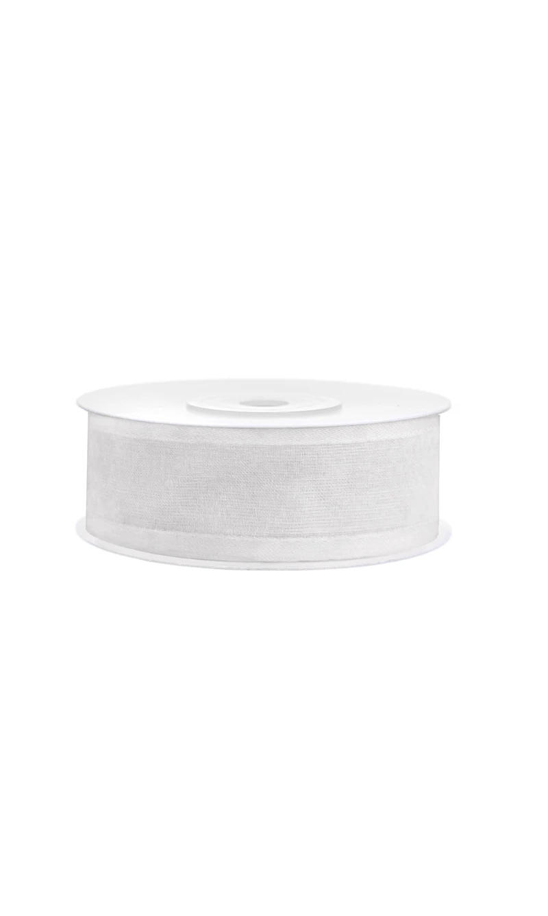 Chiffon Ribbon, White, 25mm (Sold Per Metre)