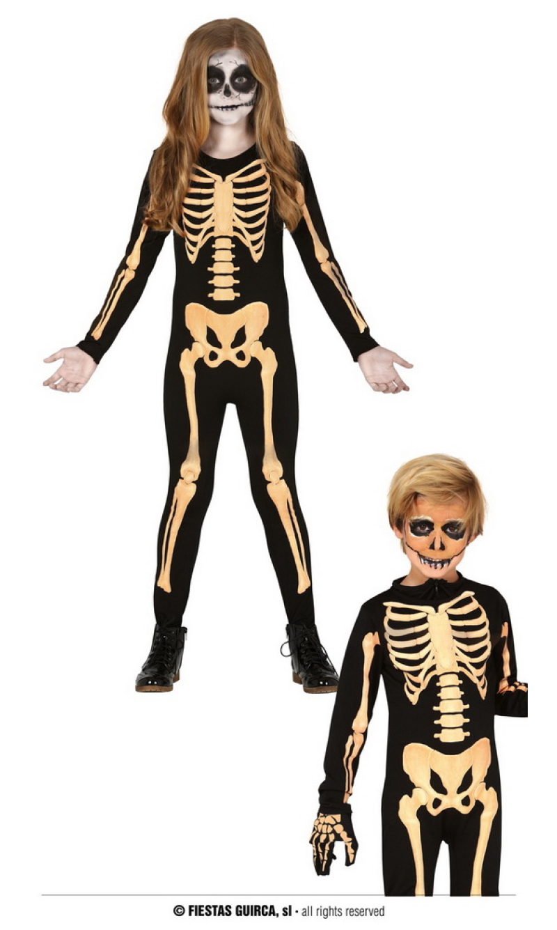 Skeleton Boy & Girl Costume (Spandex) - Age 3 to 4 Years