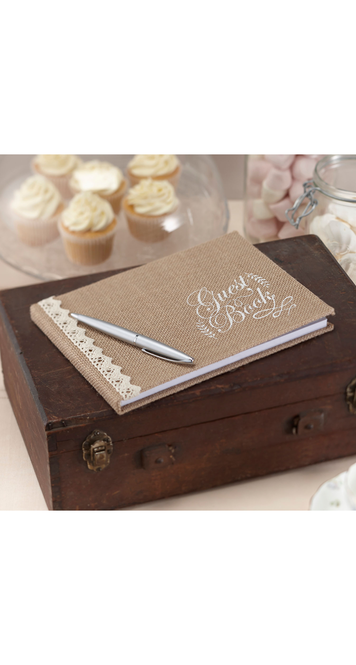 Hessian Burlap Guest Book Vintage Affair - 24cm x 17cm