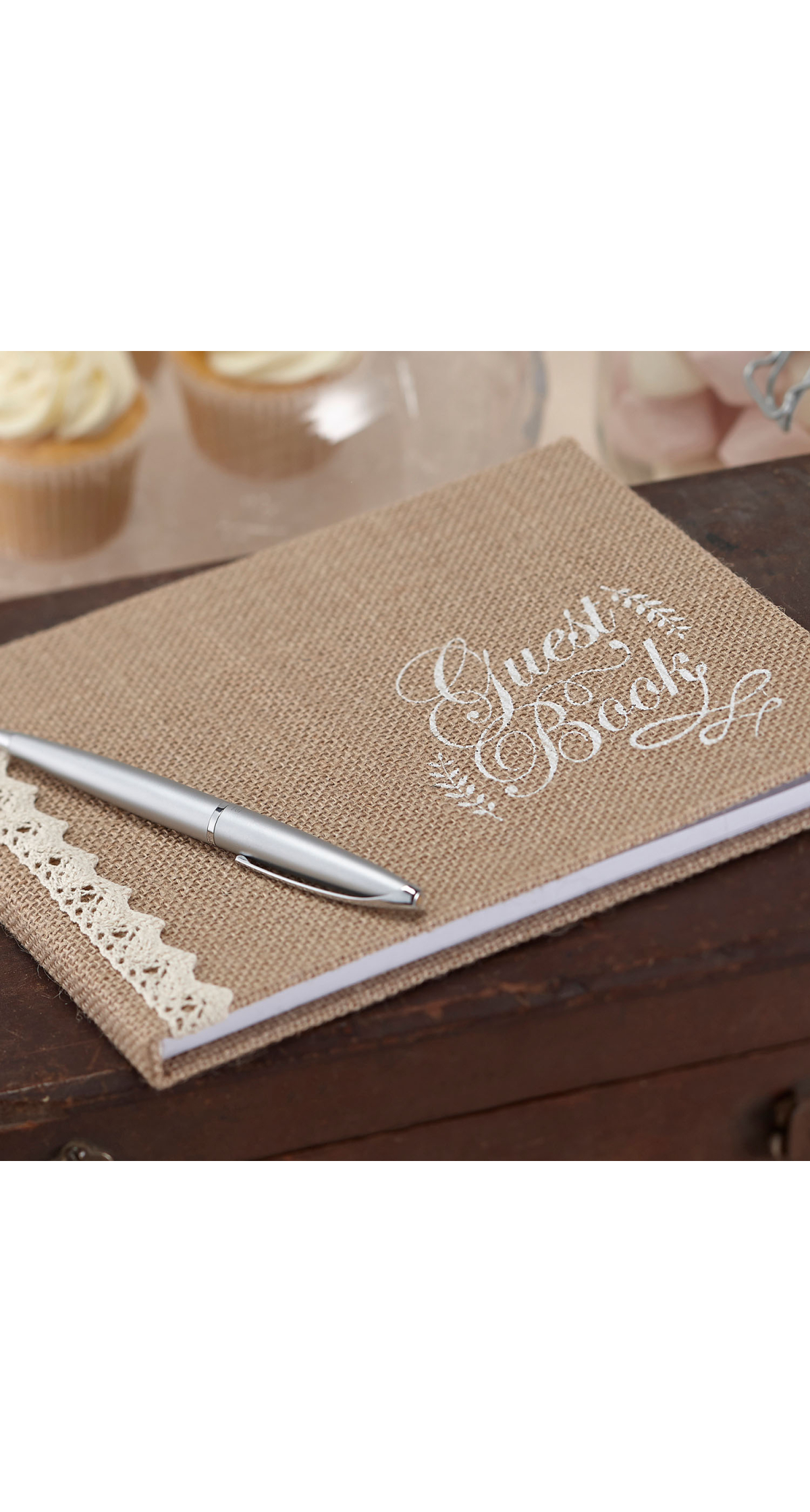 Hessian Burlap Guest Book Vintage Affair - 24cm x 17cm