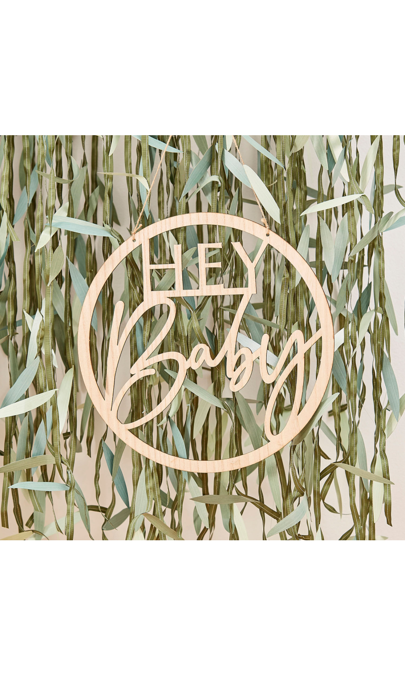Wooden Hey Baby Shower Sign - 36cm