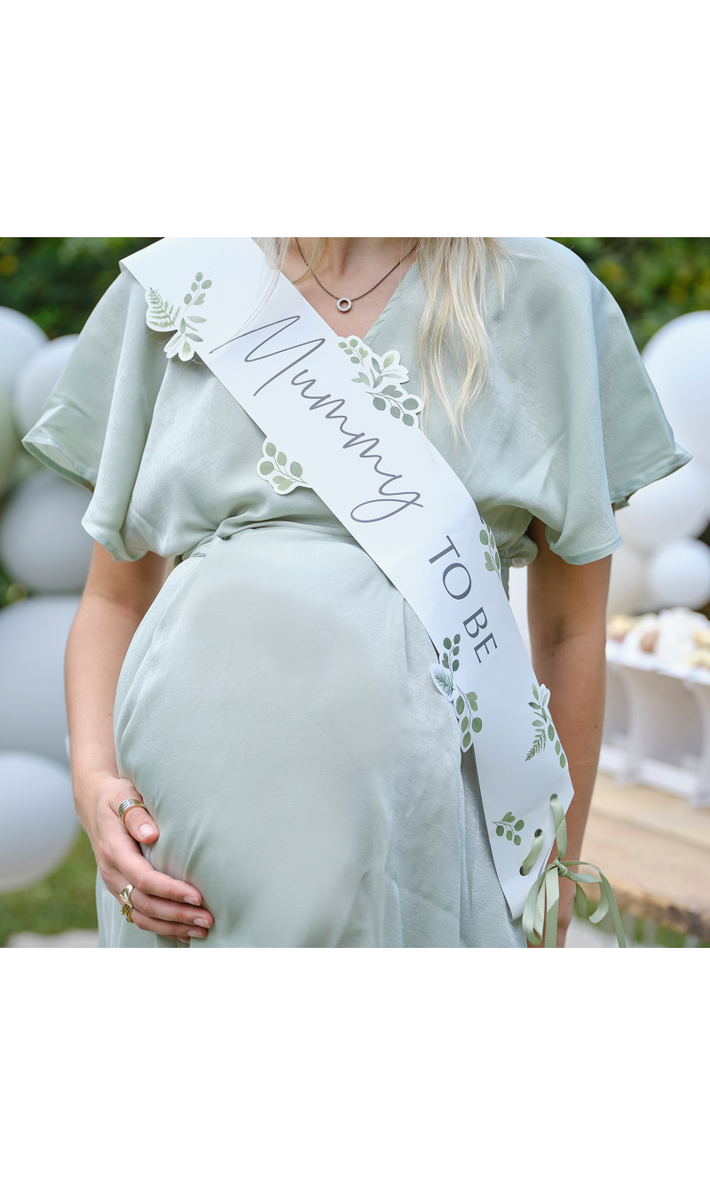 Mummy to Be Botanical Baby Shower Sash - 15cm x 155xm