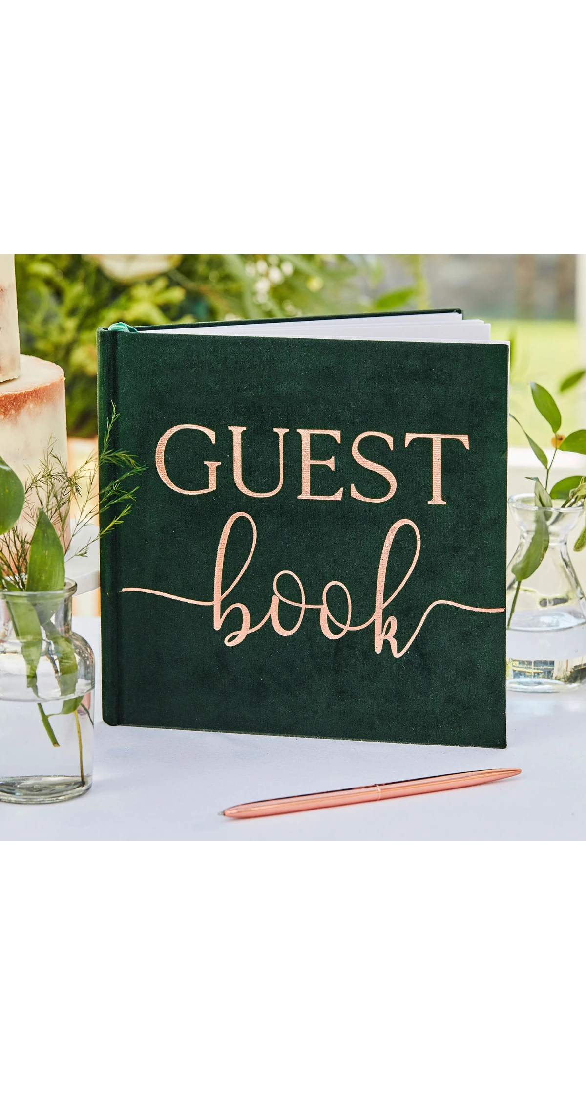 Botanical Wedding (32 Pages) Velvet Guestbook - 21cm x 21cm