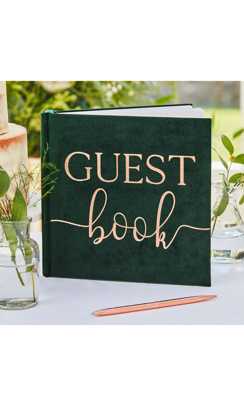 Botanical Wedding (32 Pages) Velvet Guestbook - 21cm x 21cm