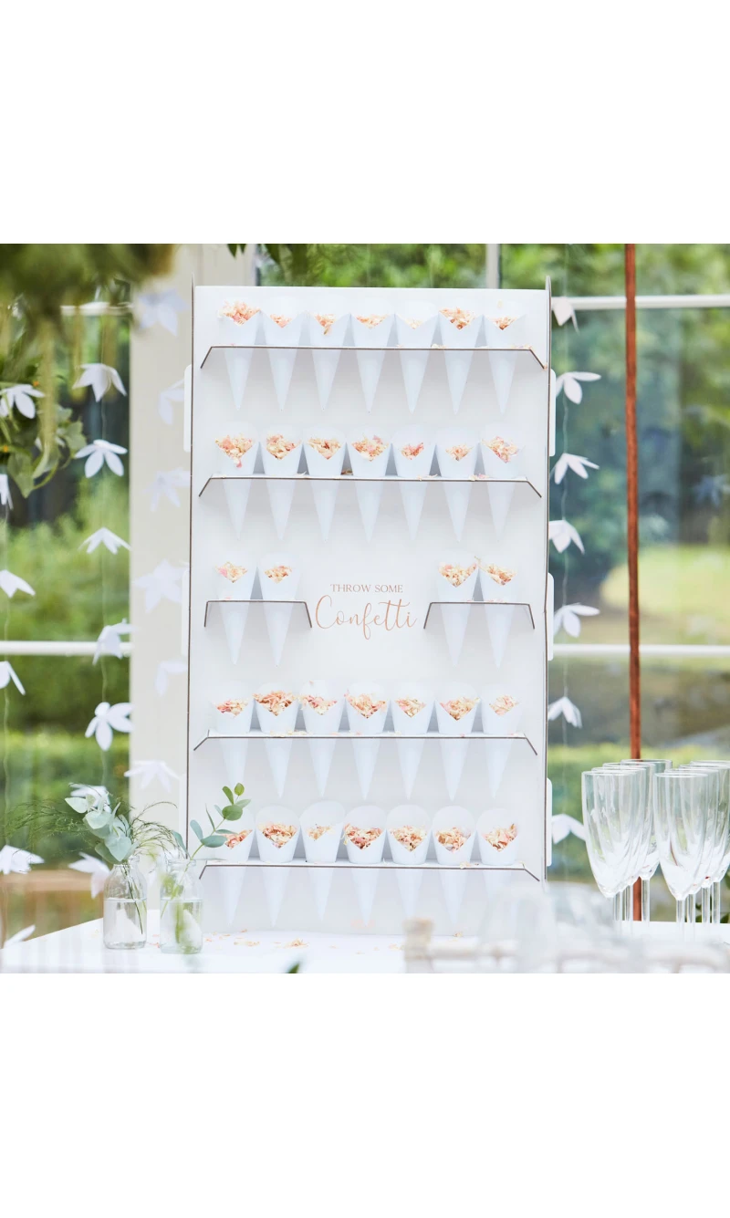 Wedding Confetti Cone Holder Stand & Cones - 42cm x 77cm