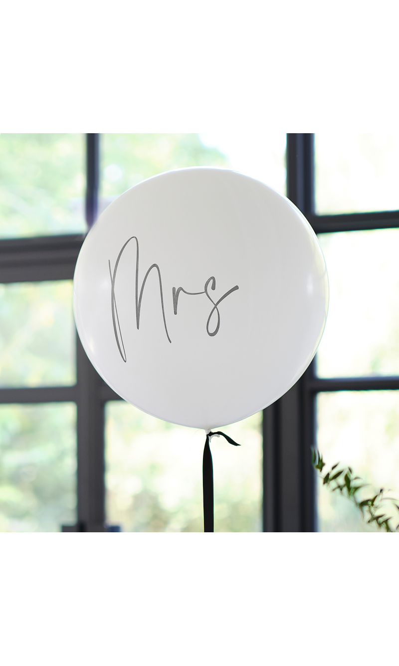 Black & White 36" Latex Balloon ( Mrs ) - 1 pk