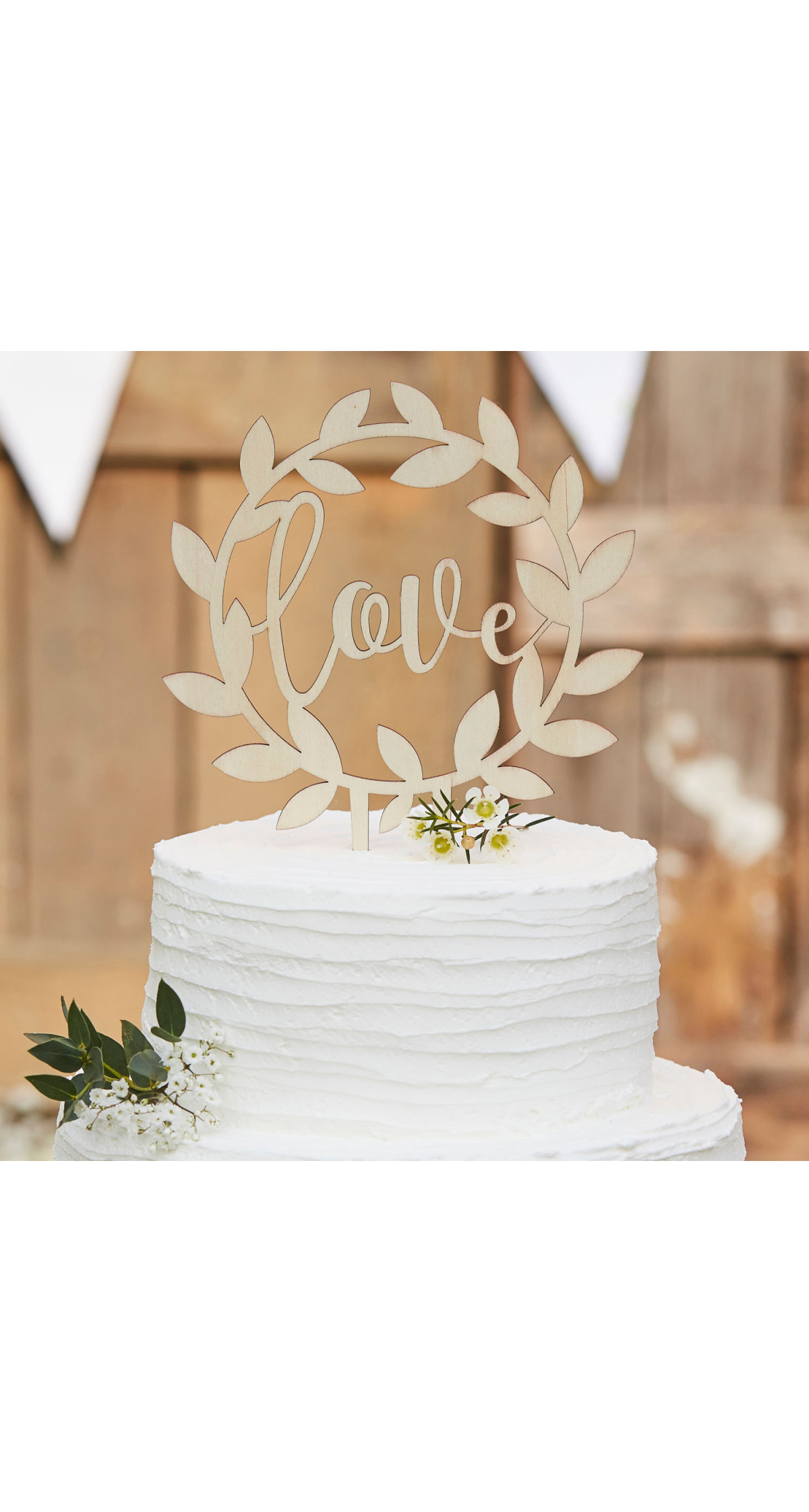 Wooden "Love" Wedding Cake Topper - 15cm x 19cm