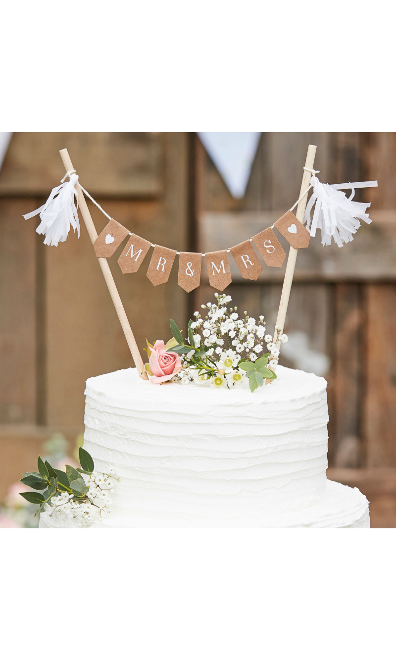 Mr & Mrs Cake Topper Bunting - 25cm x 18cm