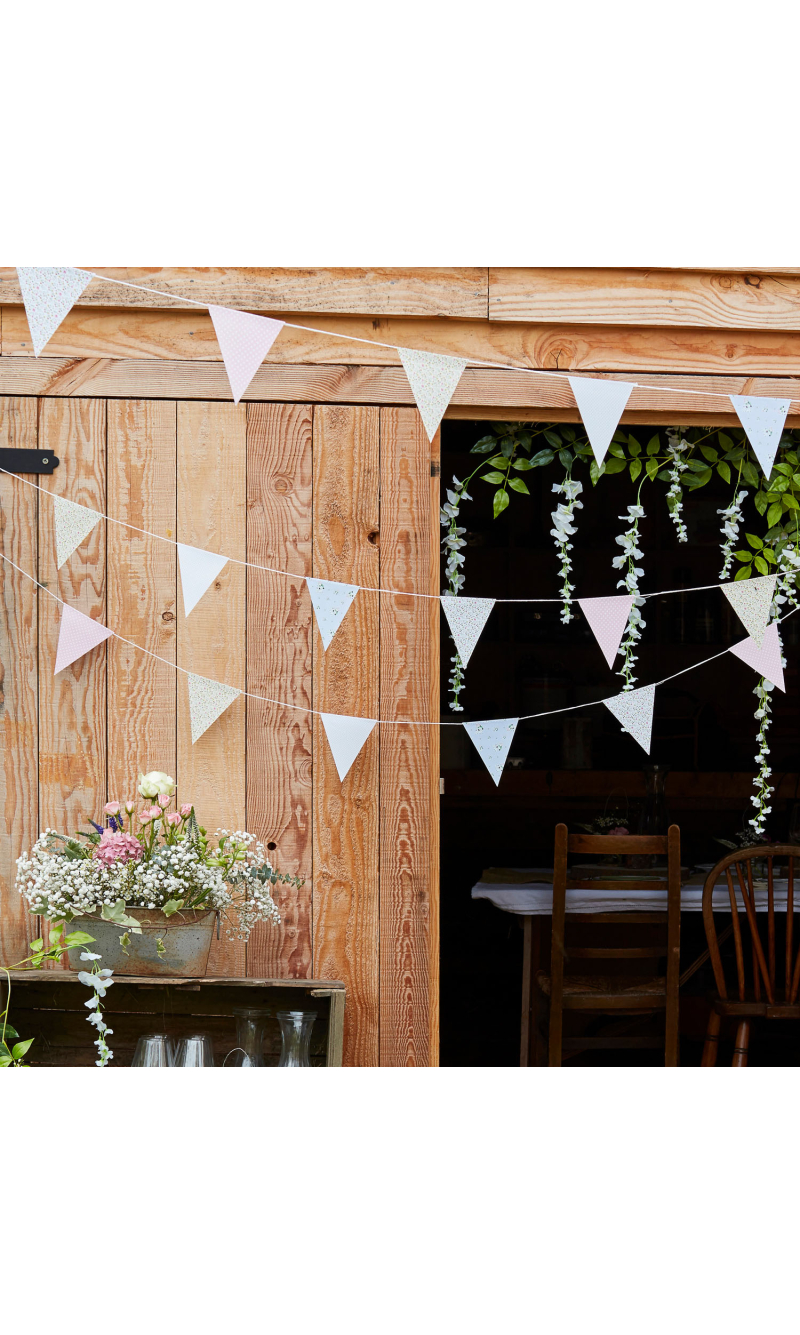 Rustic Print Floral Flag Banner Bunting - 10m