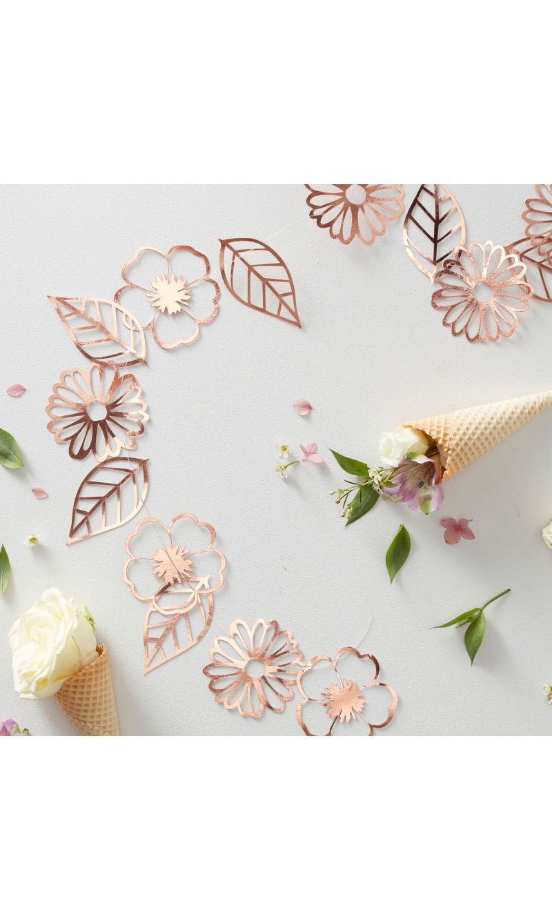 Rose Gold Flower Bunting - 3m