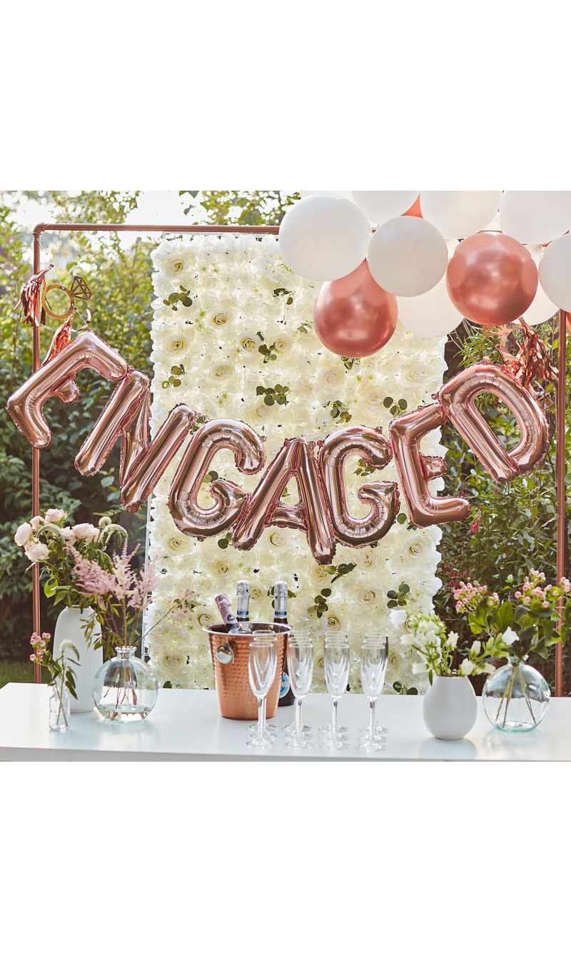 Rose Gold Engaged Foil Balloon Bunting - 7pk