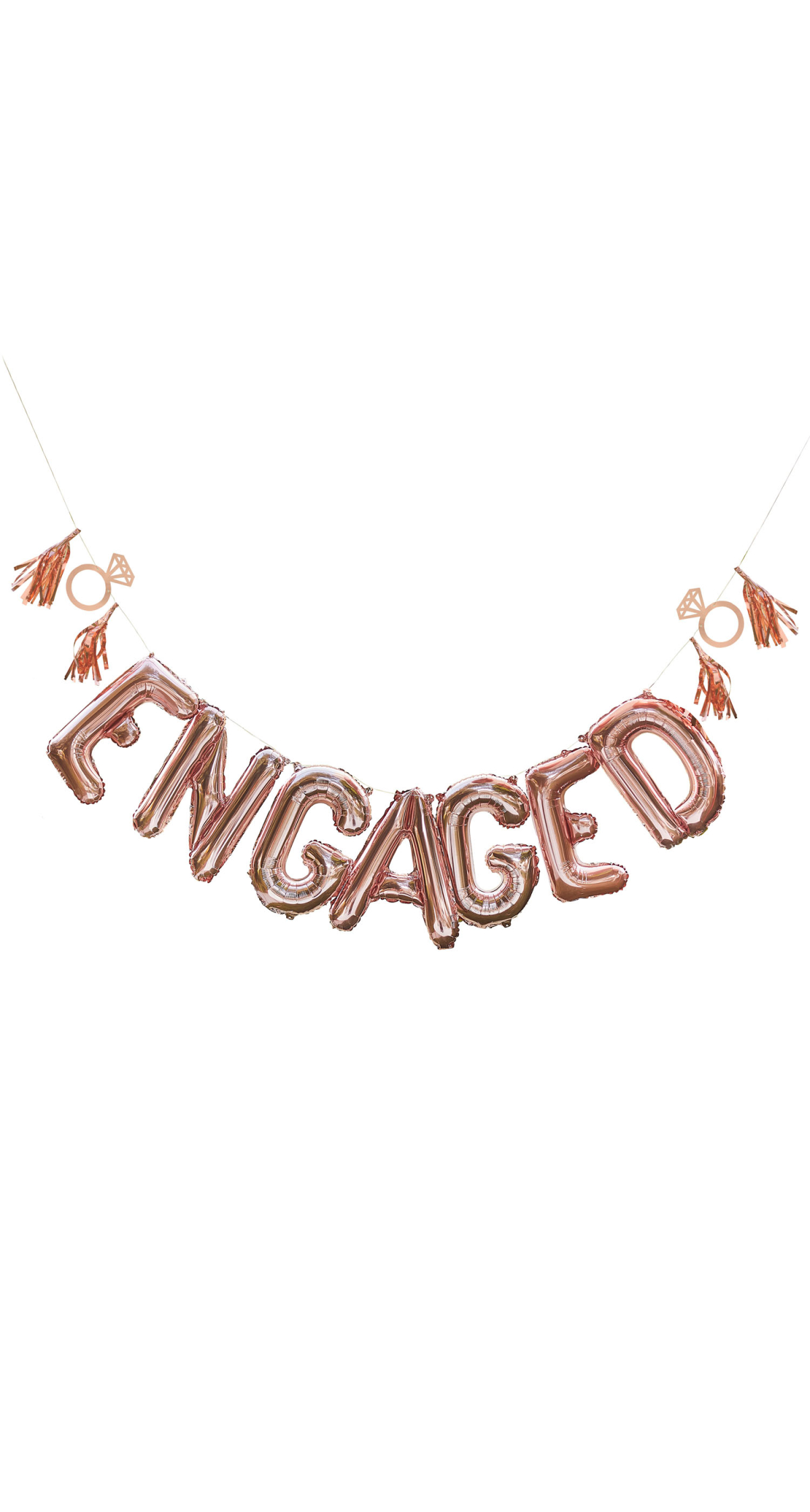 Rose Gold Engaged Foil Balloon Bunting - 7pk