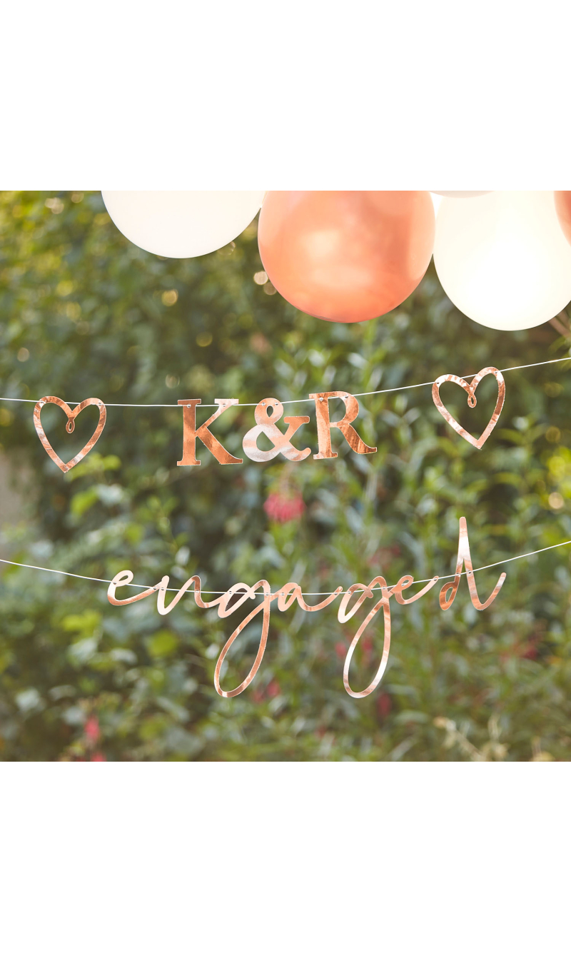 Customisable Rose Gold Engaged Bunting