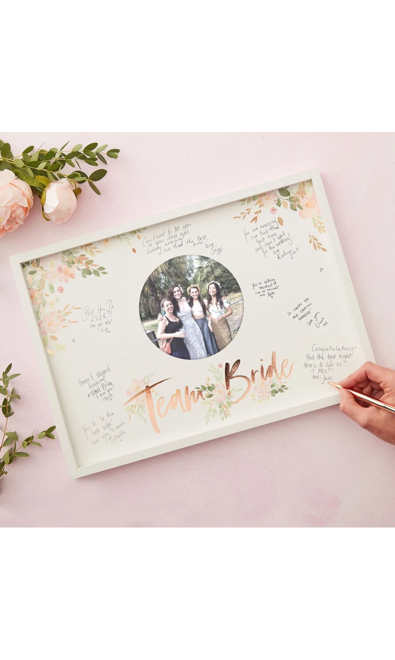 Floral Team Bride Hen Party Guest Book Frame - 32cm x 44cm