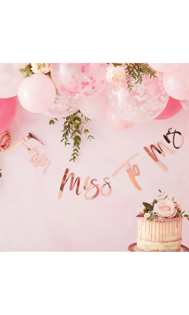 Miss To Mrs Rose Gold Hen Party Bunting - 1.7m