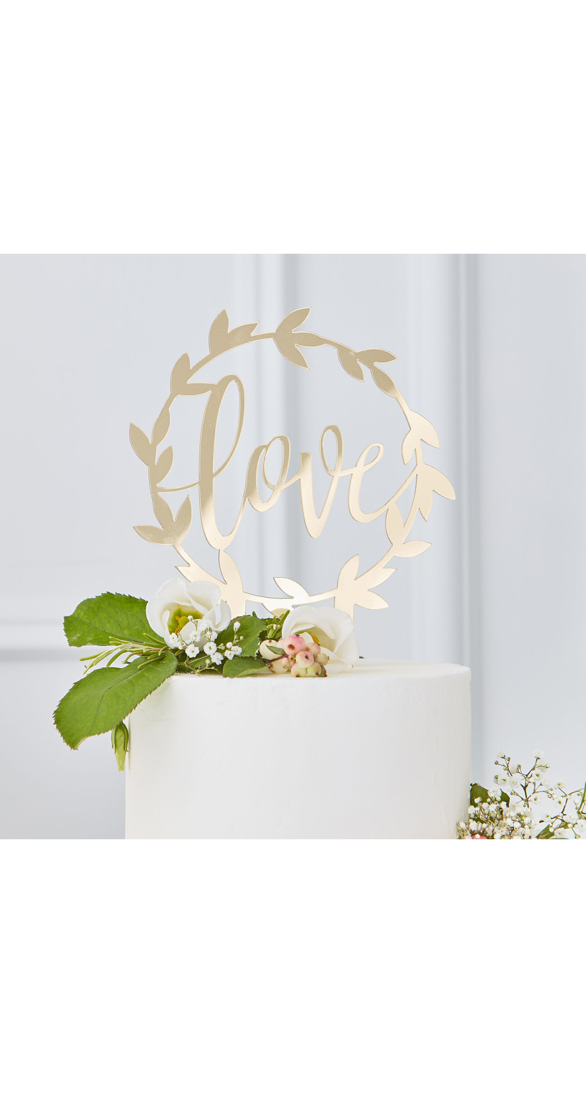 Gold Acrylic Love Wedding Cake Topper - 15cm X 20cm