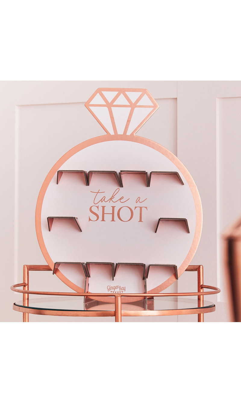 Rose Gold Hen Party Drinks Shot Wall - 40cm x 69cm