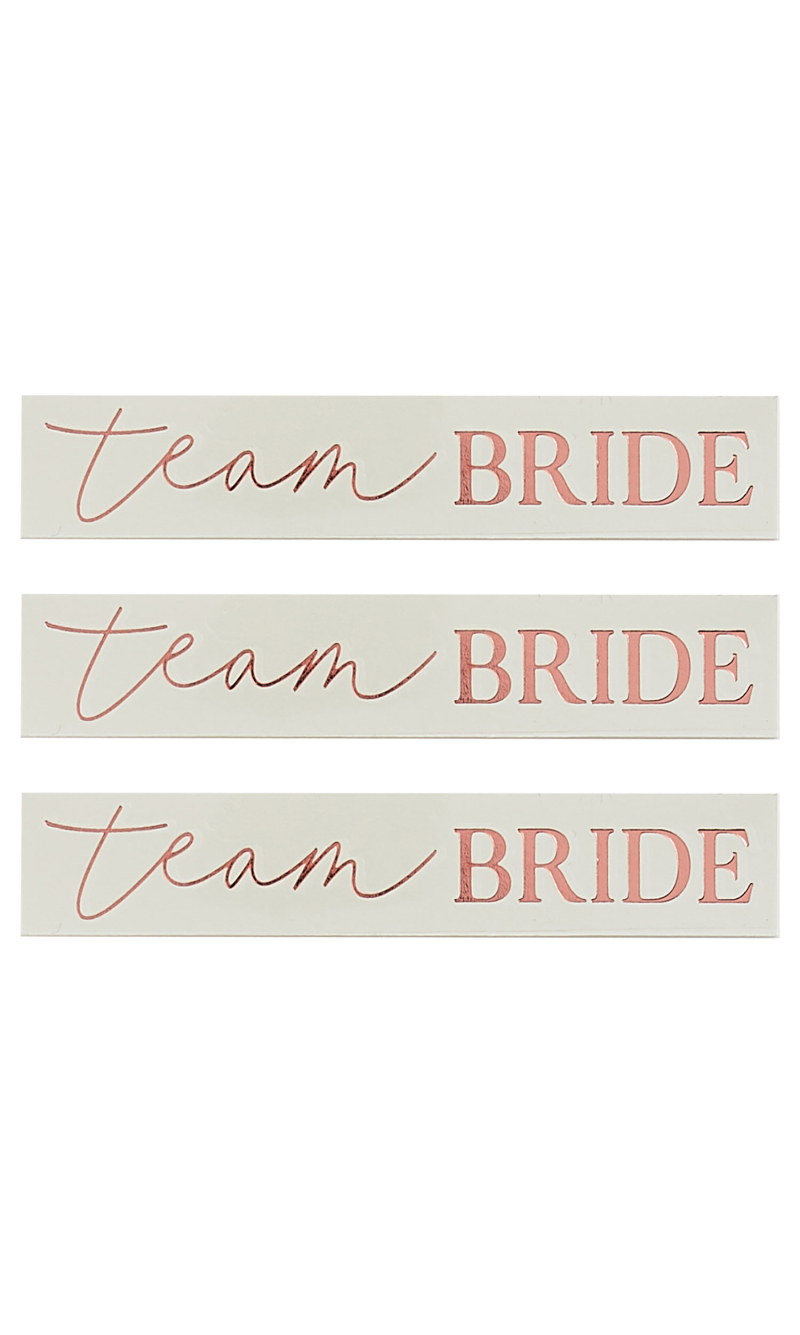 Rose Gold Team Bride Hen Party Tattoos - 16pk