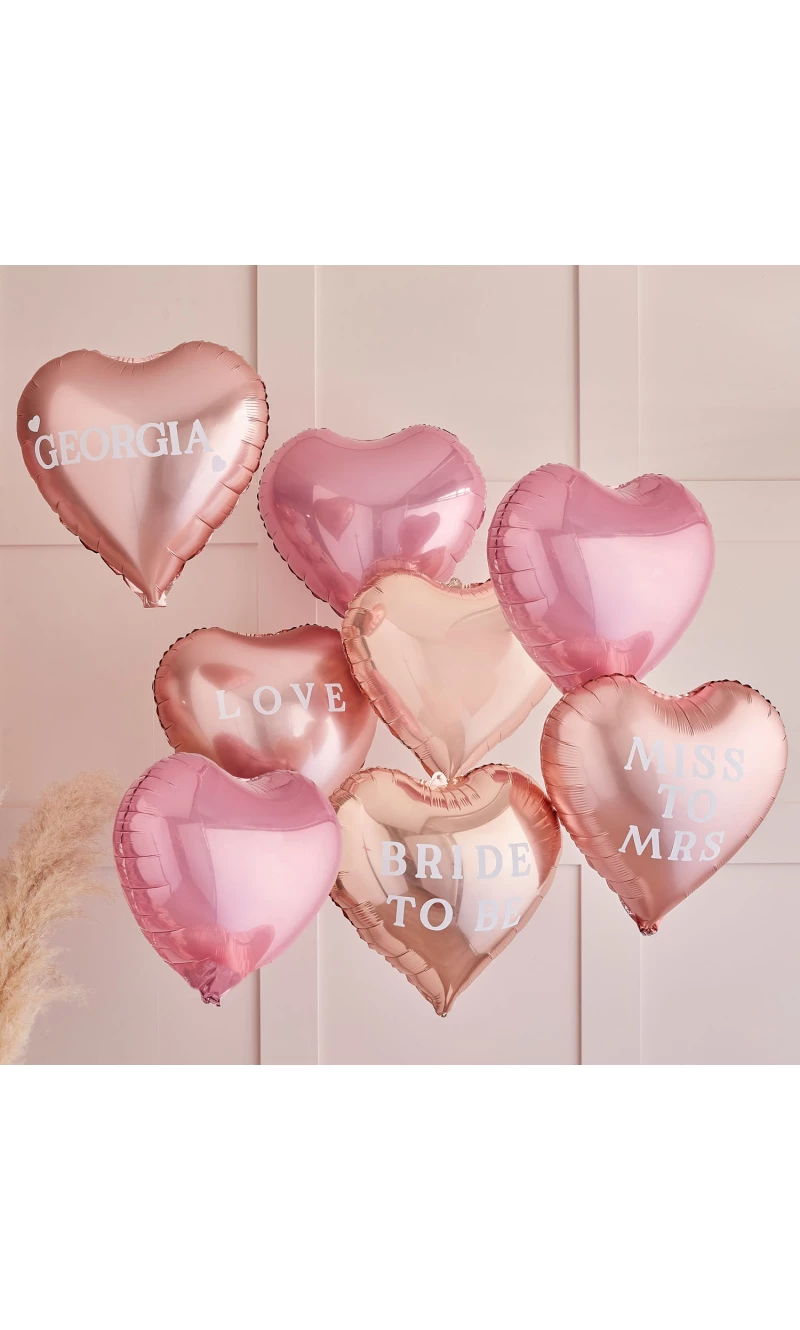 Blush Hen Customisable Foil Balloon Bunch With Stickers - 8pk