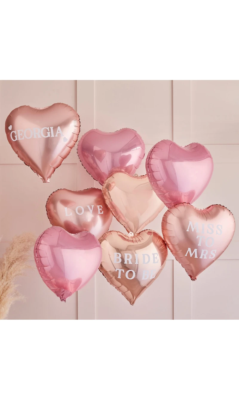 Blush Hen Customisable Foil Balloon Bunch With Stickers - 8pk
