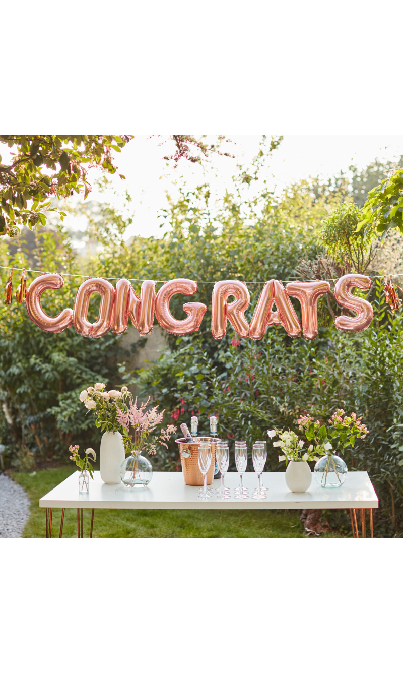 Congrats Rose Gold Congratulations Foil Balloon Bunting 