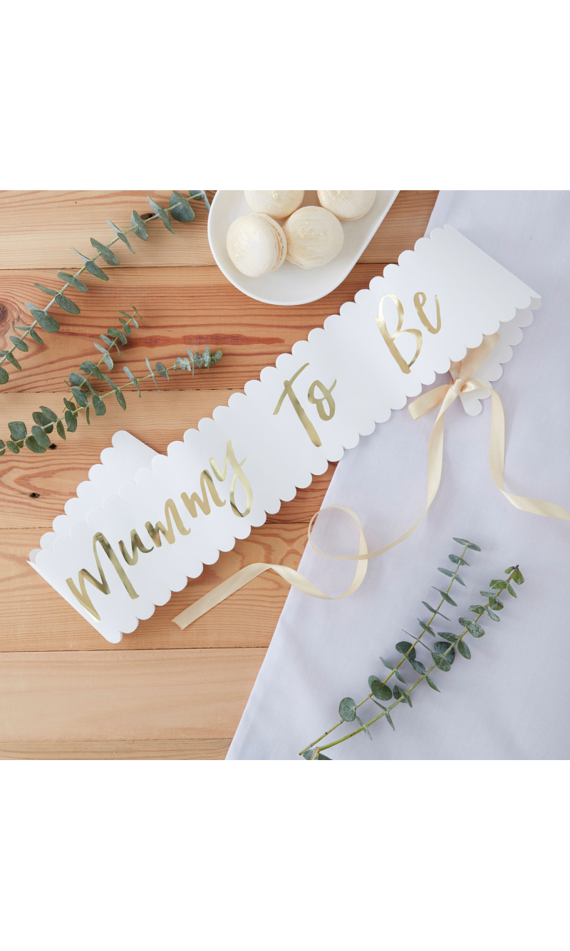 Gold Mummy to be Baby Shower Sash - 10cm x 75cm