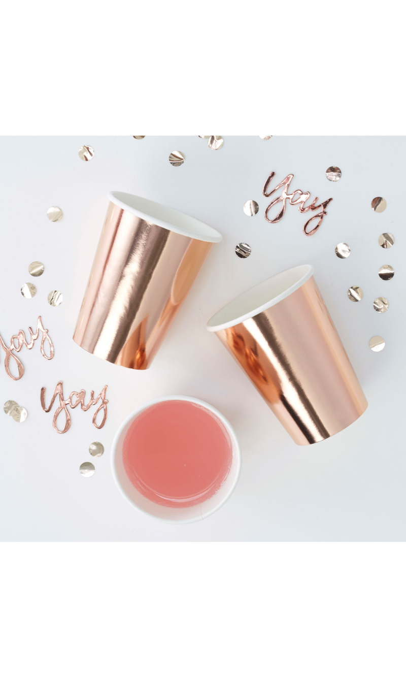 Rose Gold Paper Cups - 8pk