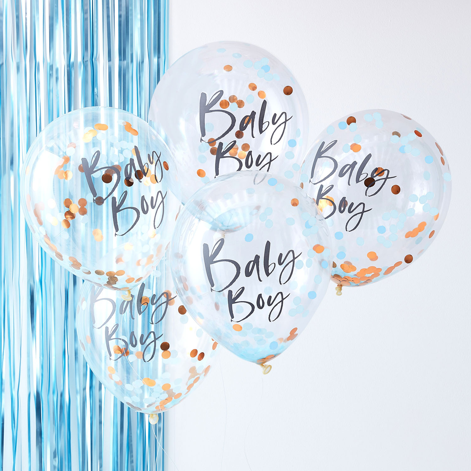 Blue Baby Boy 12" Baby Shower Confetti Latex Balloons - 5pk
