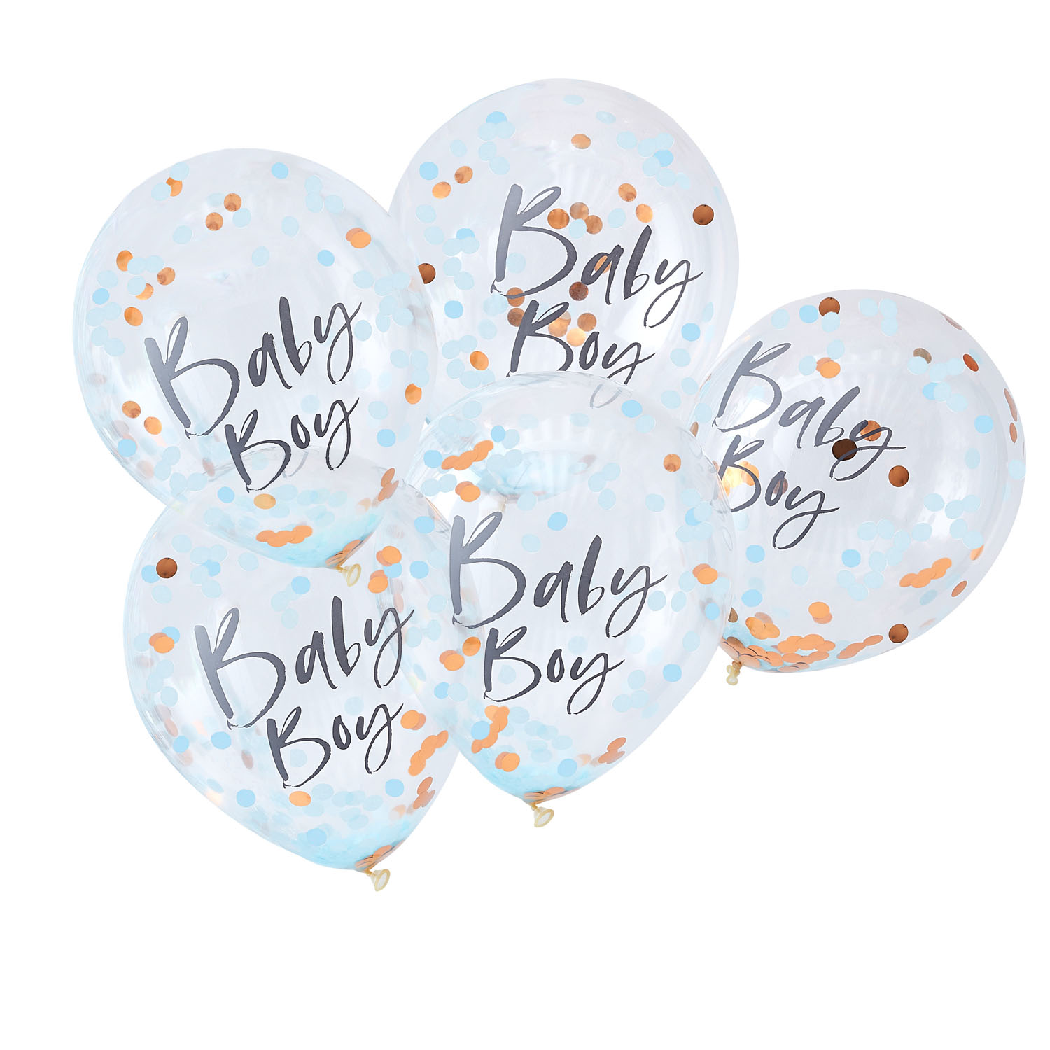 Blue Baby Boy 12" Baby Shower Confetti Latex Balloons - 5pk