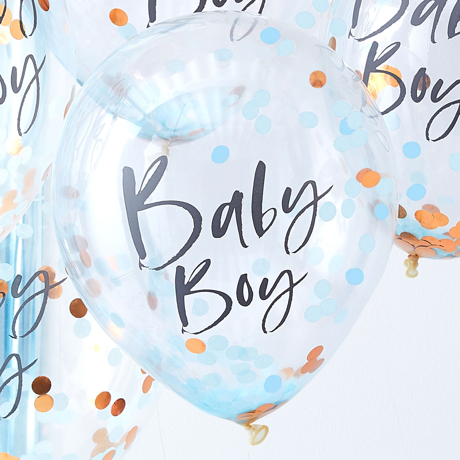 Blue Baby Boy 12" Baby Shower Confetti Latex Balloons - 5pk