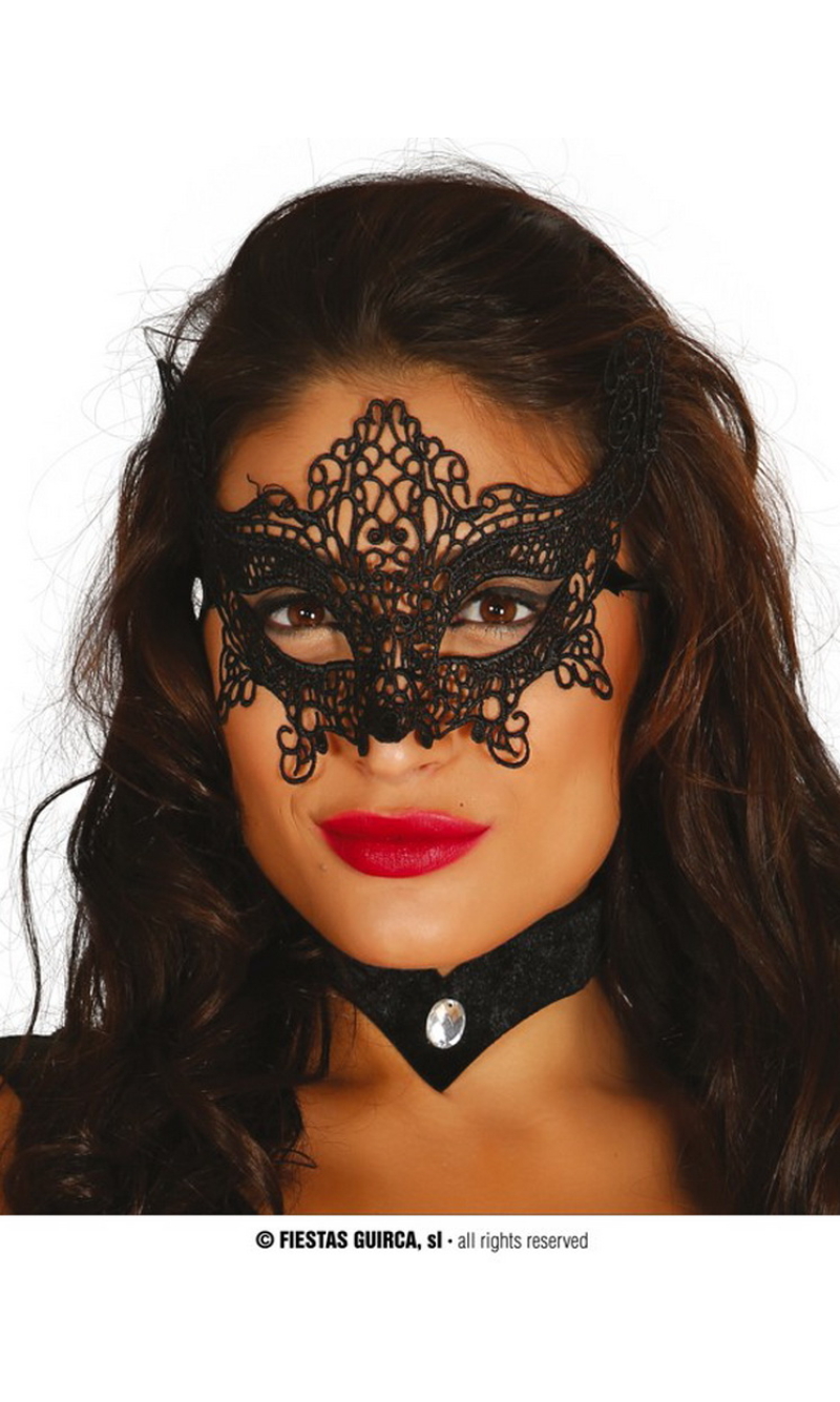 Venetian Embroidered Black Mask