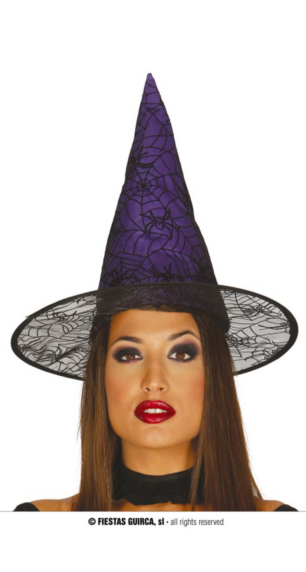 Witch Purple Hat with Spider Print - 40cm