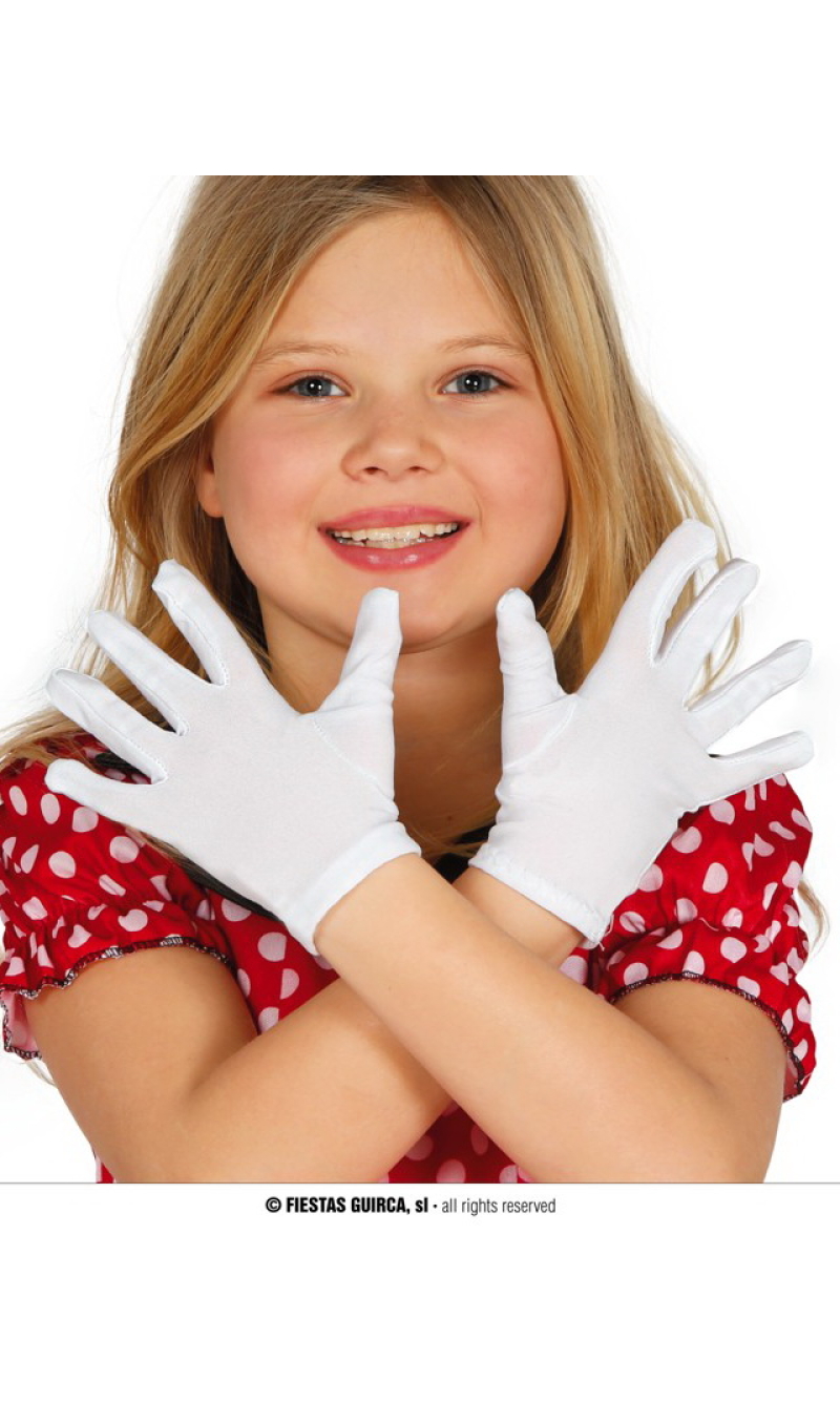 Pair of White Children's Gloves 22cm