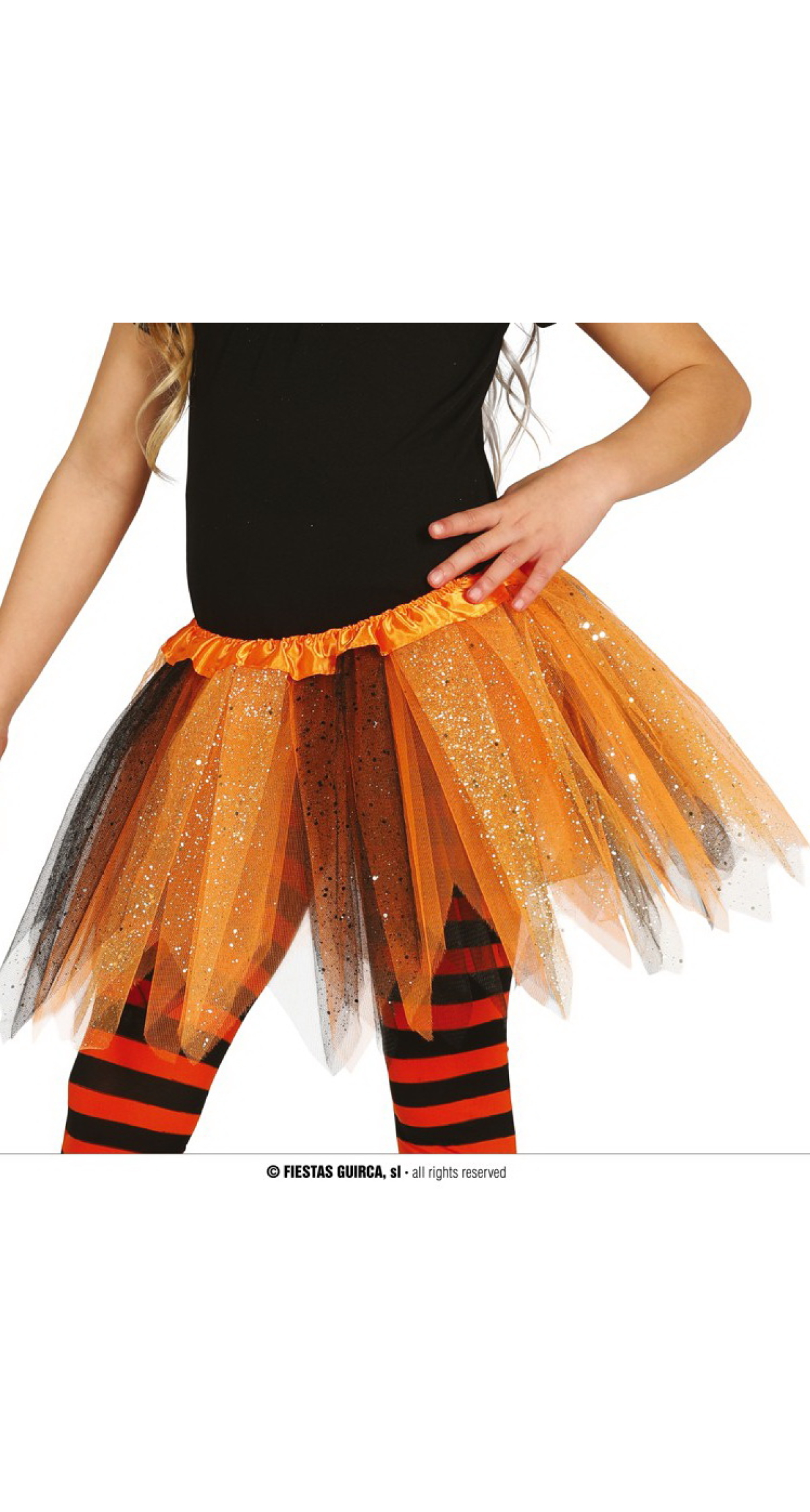 Child  Glossy Black/Orange Tutu 30cm - Child One Size