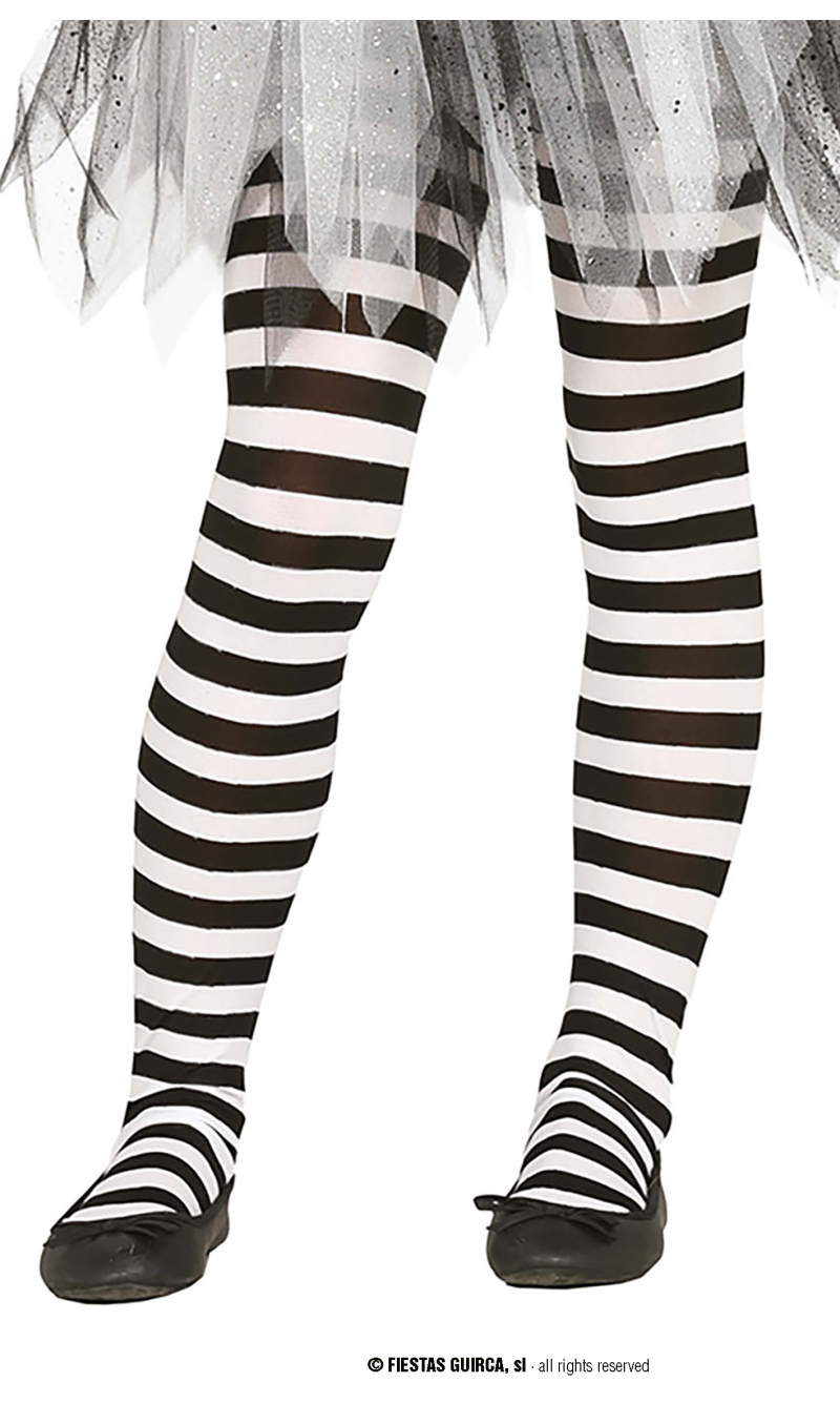 Child White Striped Tights - Age 3 to 6 Years
