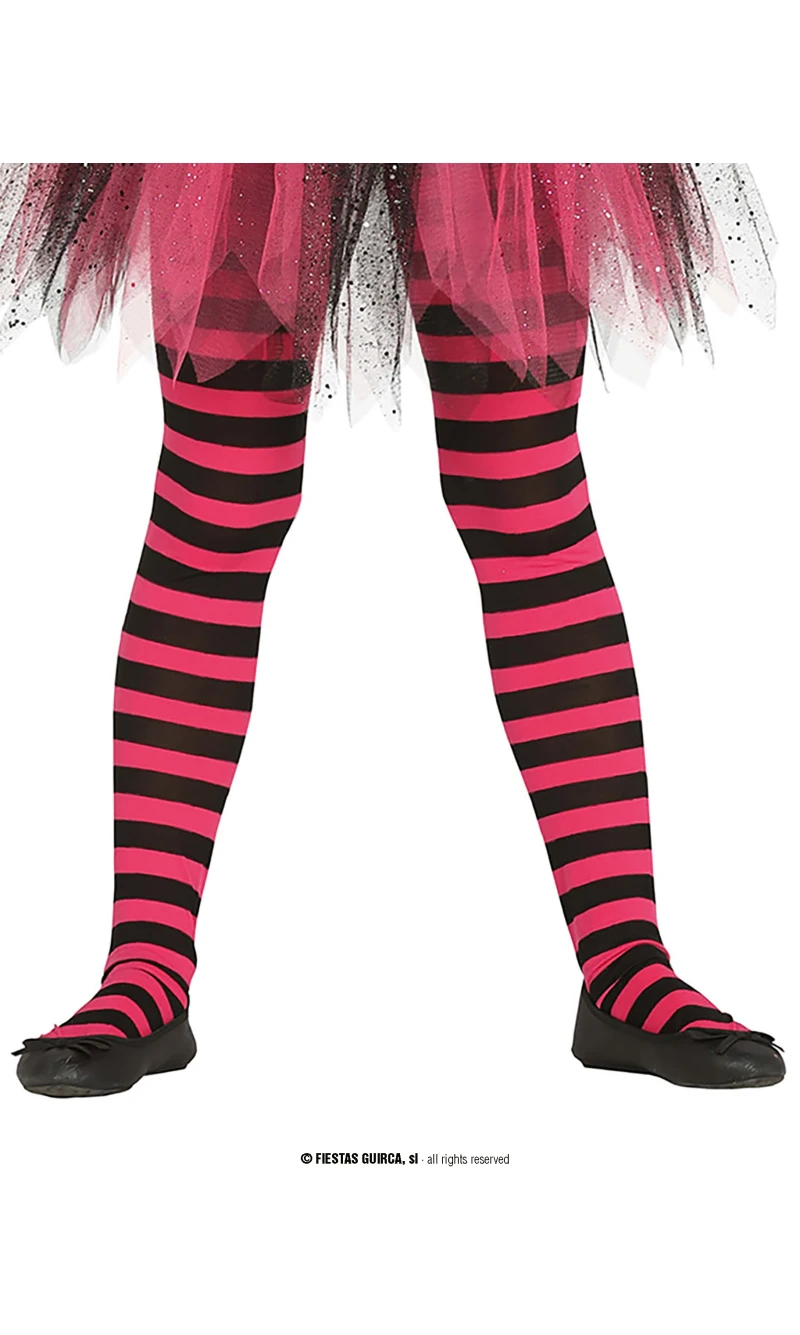 Child Black & White Striped Tights - Age 3 to 6 Years