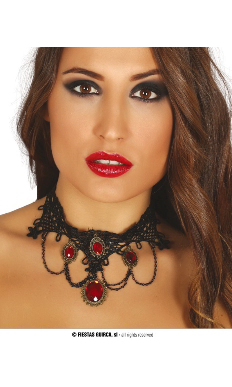 Necklace with Red Rubies - (17224)