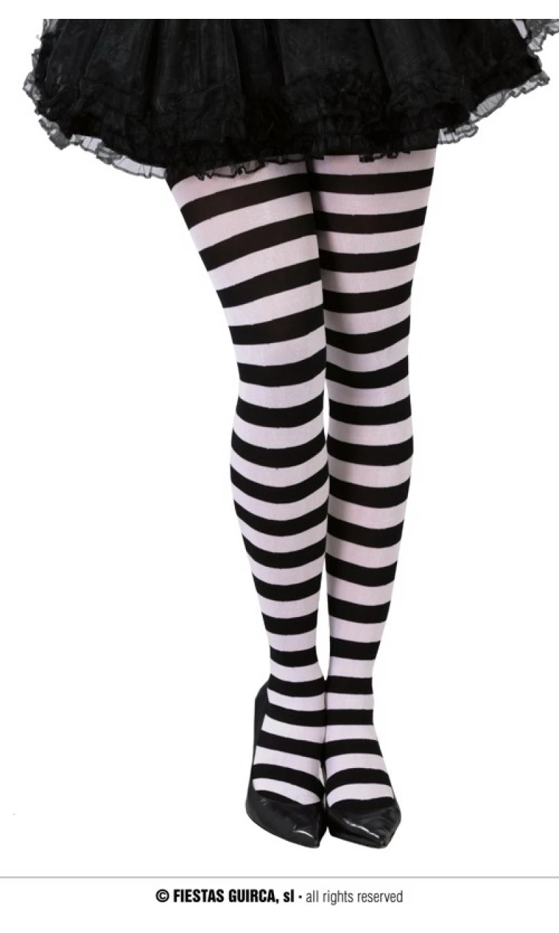 Black & White Striped Tights - Adult One Size