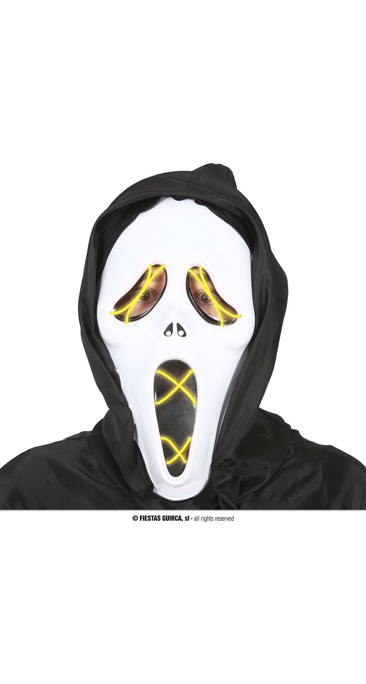 Scream Mask With Hood & LED Light - Adult One Size