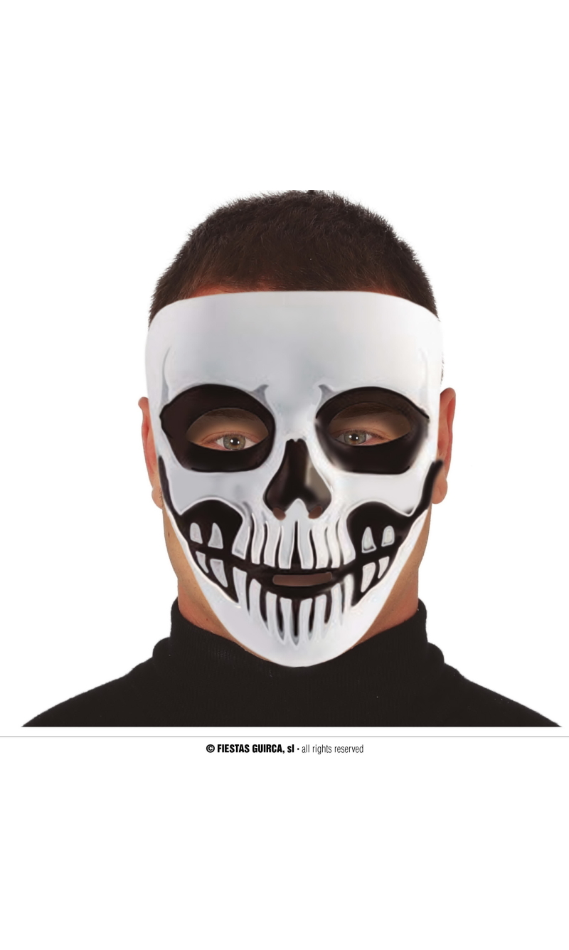Halloween Black & White Skeleton Mask - One Size