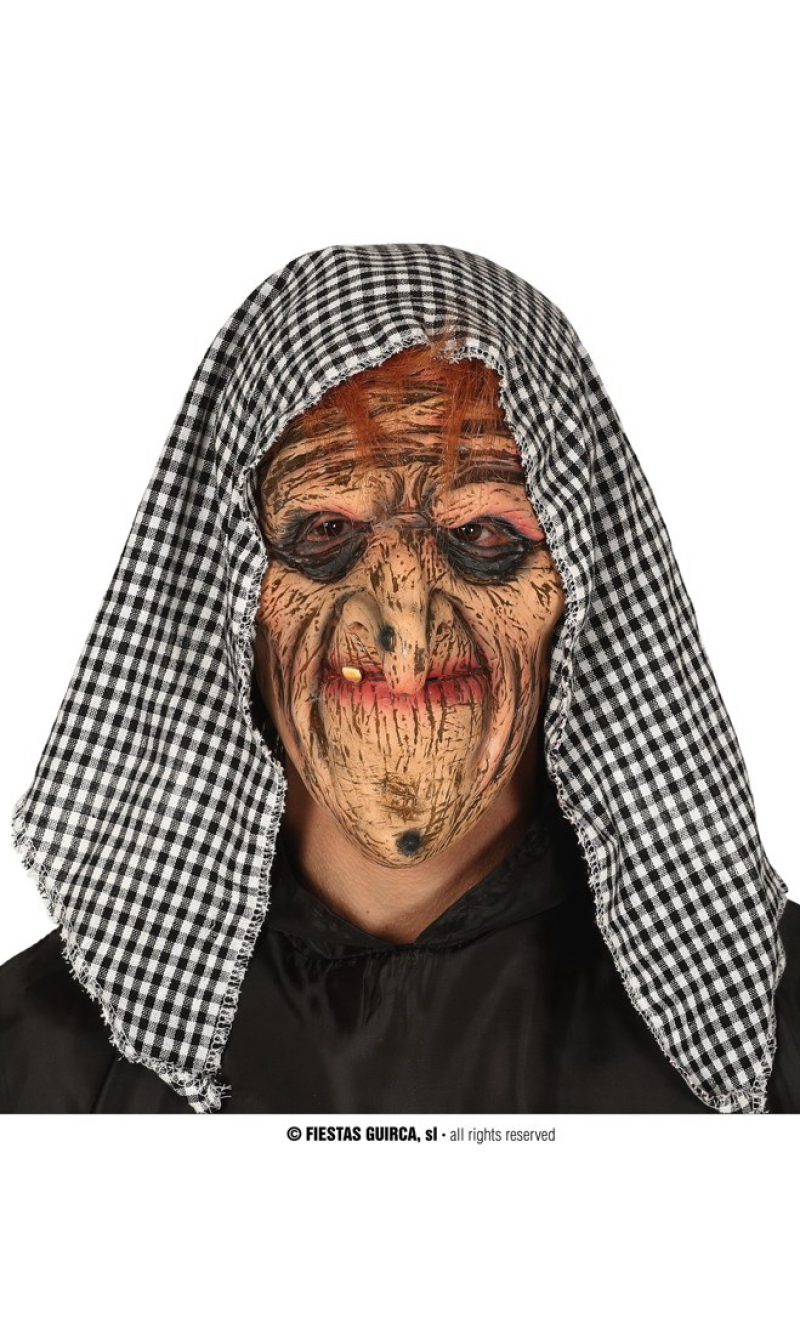 Latex Hooded Witch Mask - Adult One Size