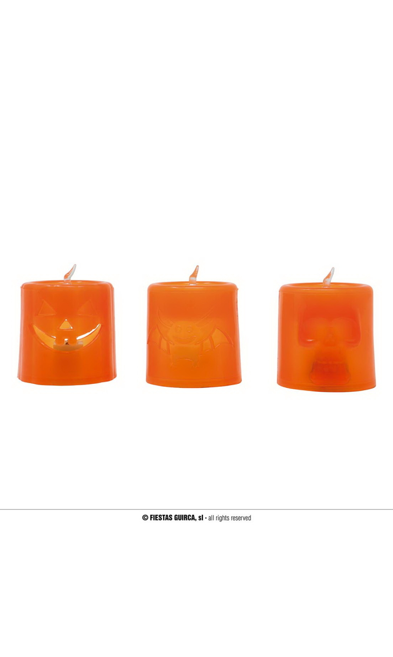 Orange / Black Candle Assortment With Light 4.5X4.5cm