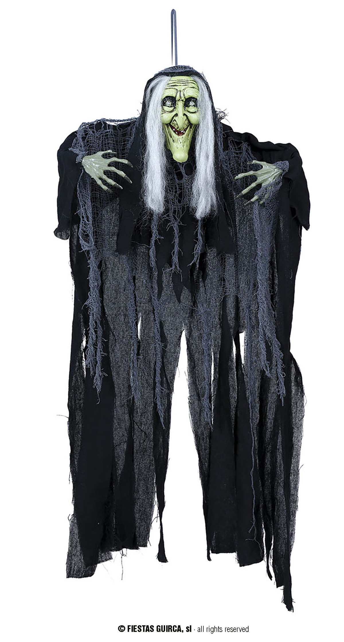 Hanging Green Witch With Light & Sound 90cm