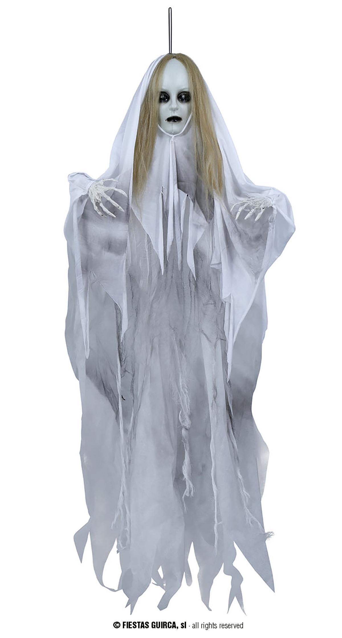Hanging Ghost Lady With Light Sound & Movement 100cm