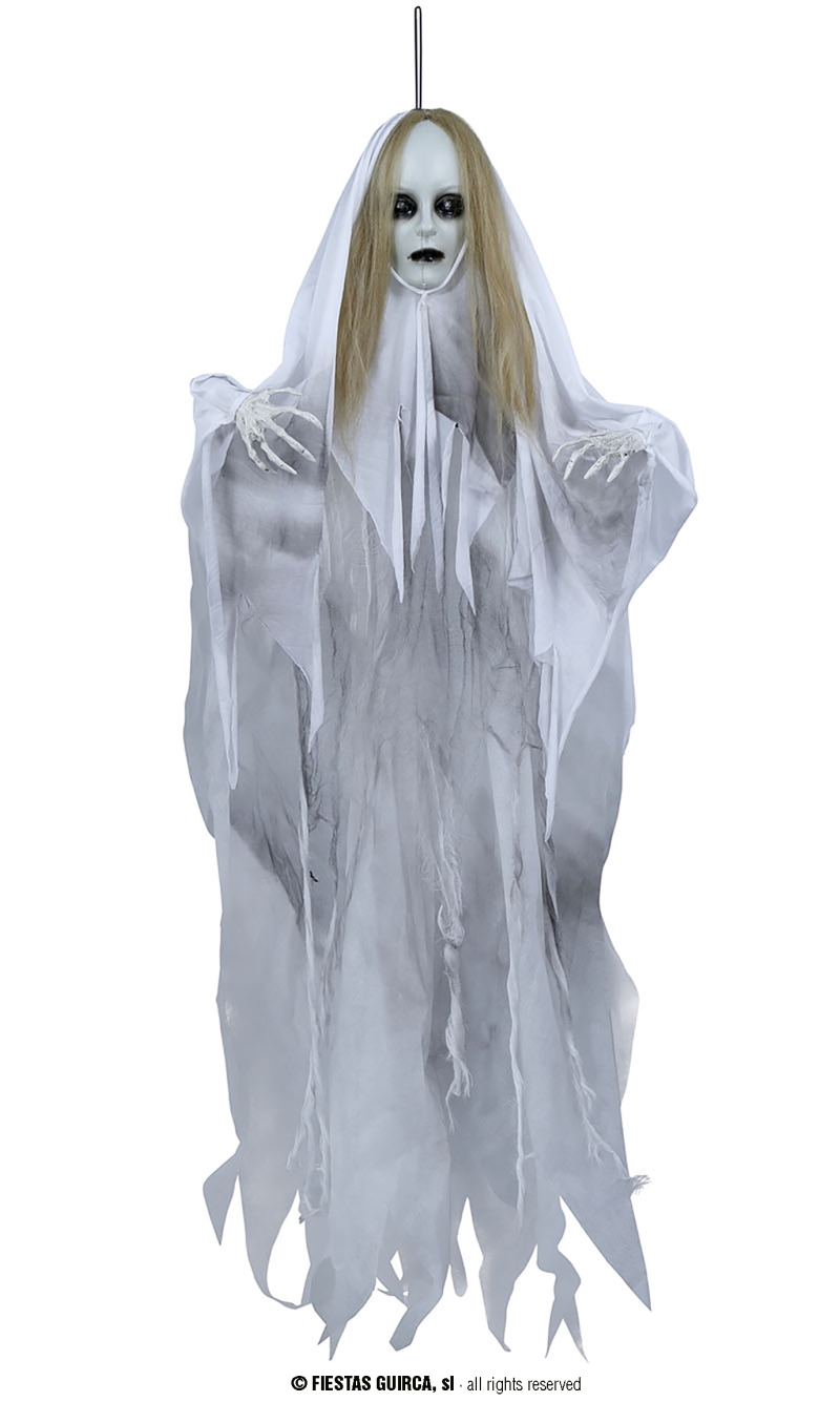 Hanging Ghost Lady With Light Sound & Movement 100cm