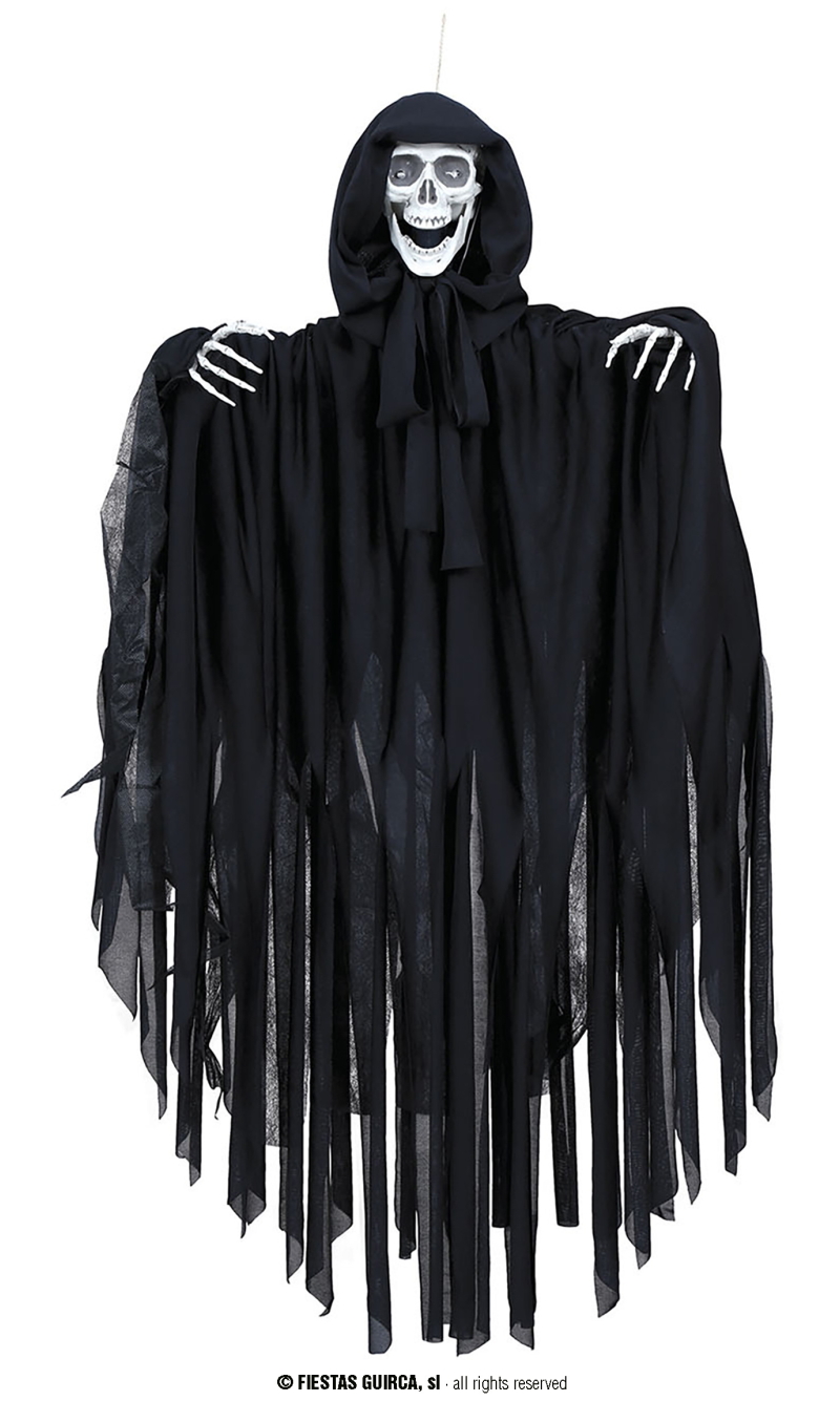 Hanging Death Skeleton With Light Sound & Movement 90cm