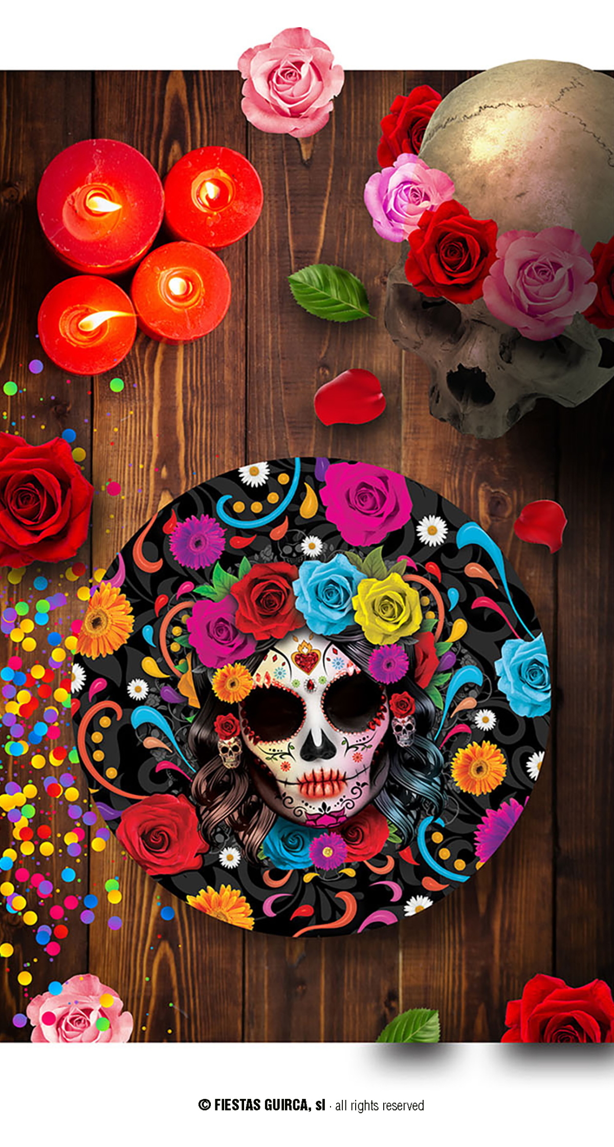 Halloween Catrina Plastic Bowl - 32cm