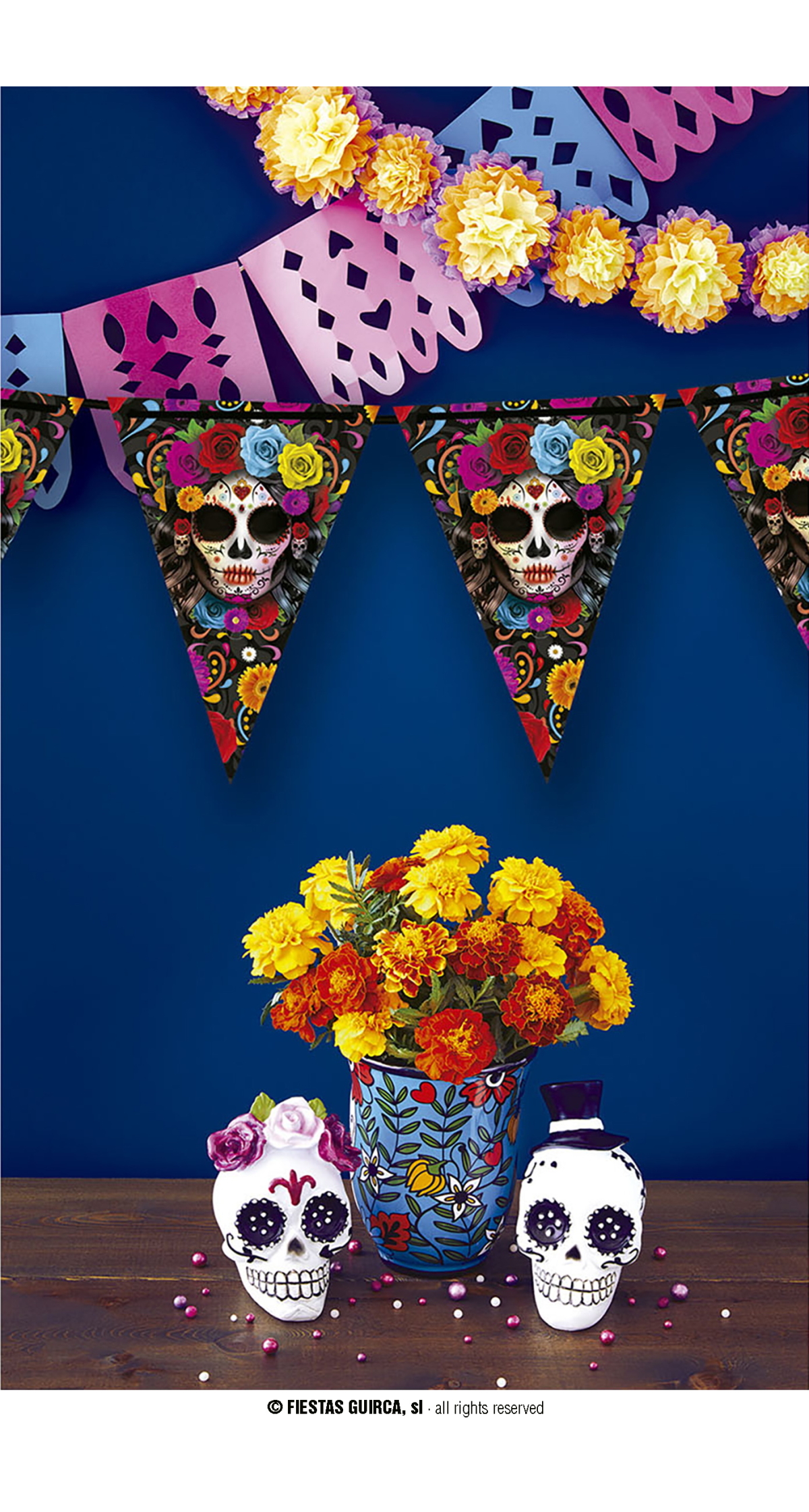 Halloween Paper Pennant Catrina (19x27cm) - 300cm